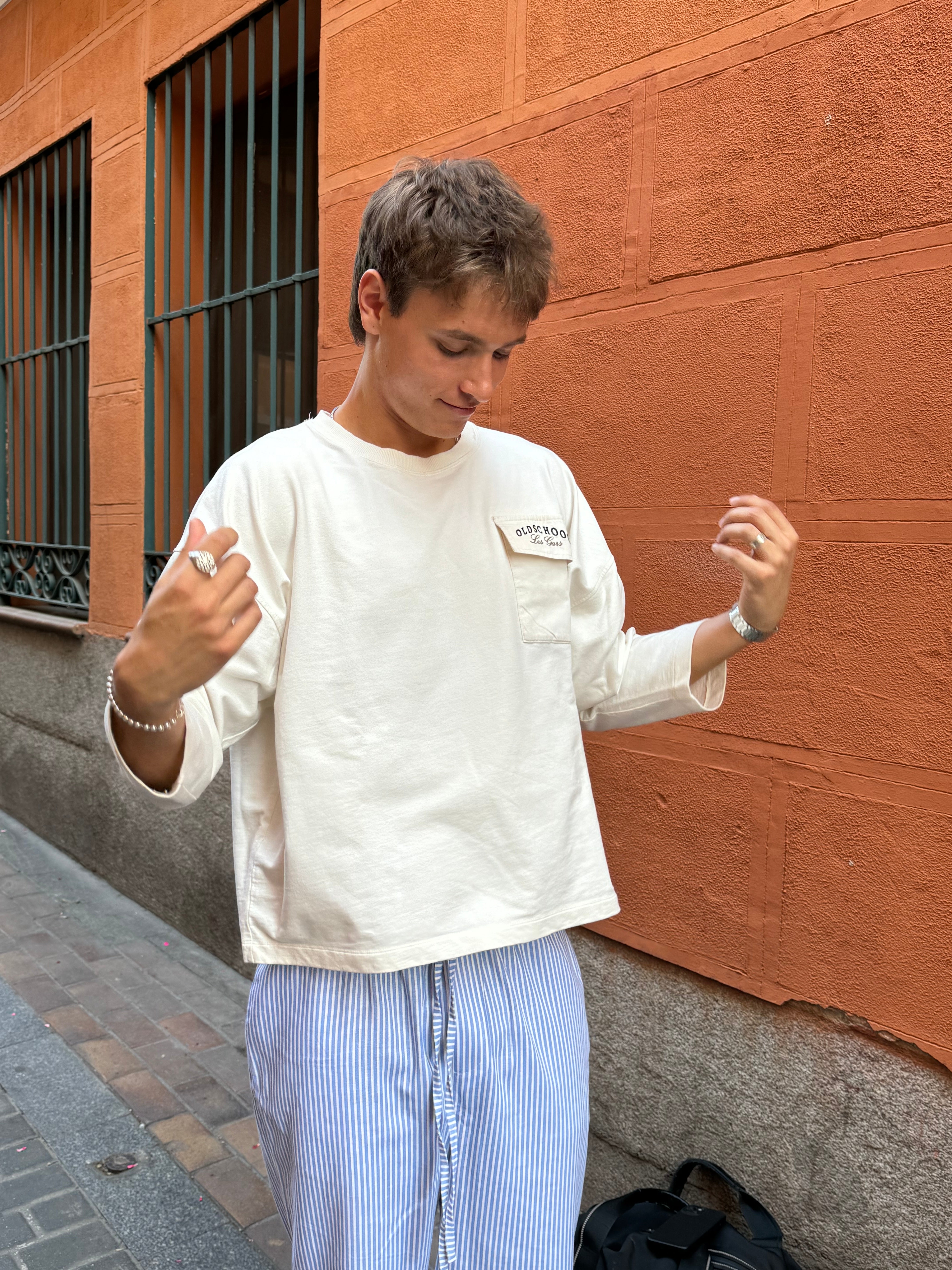 Pantalon en lin rayé