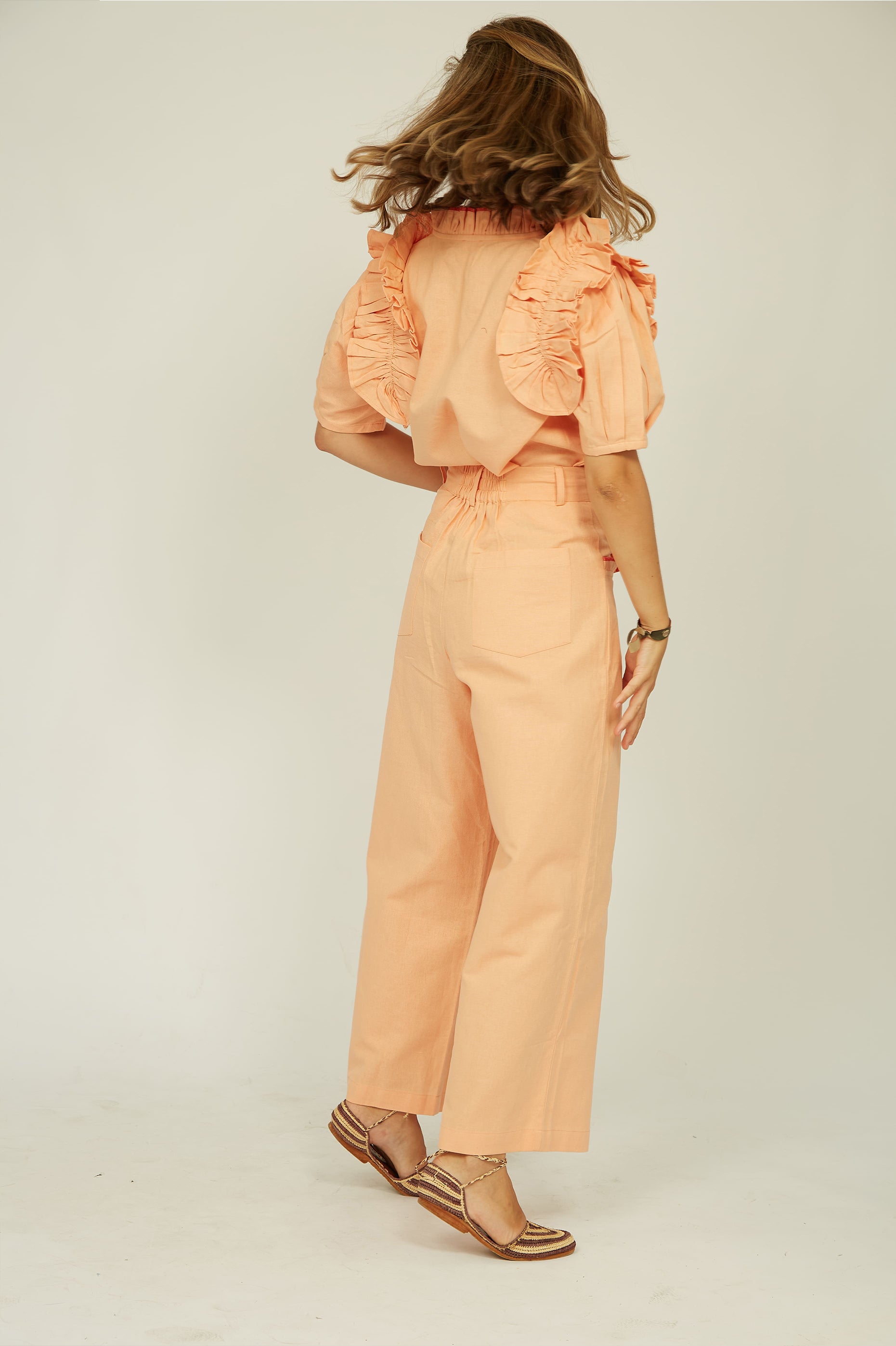 SALMON LINEN PANTS LIVIA