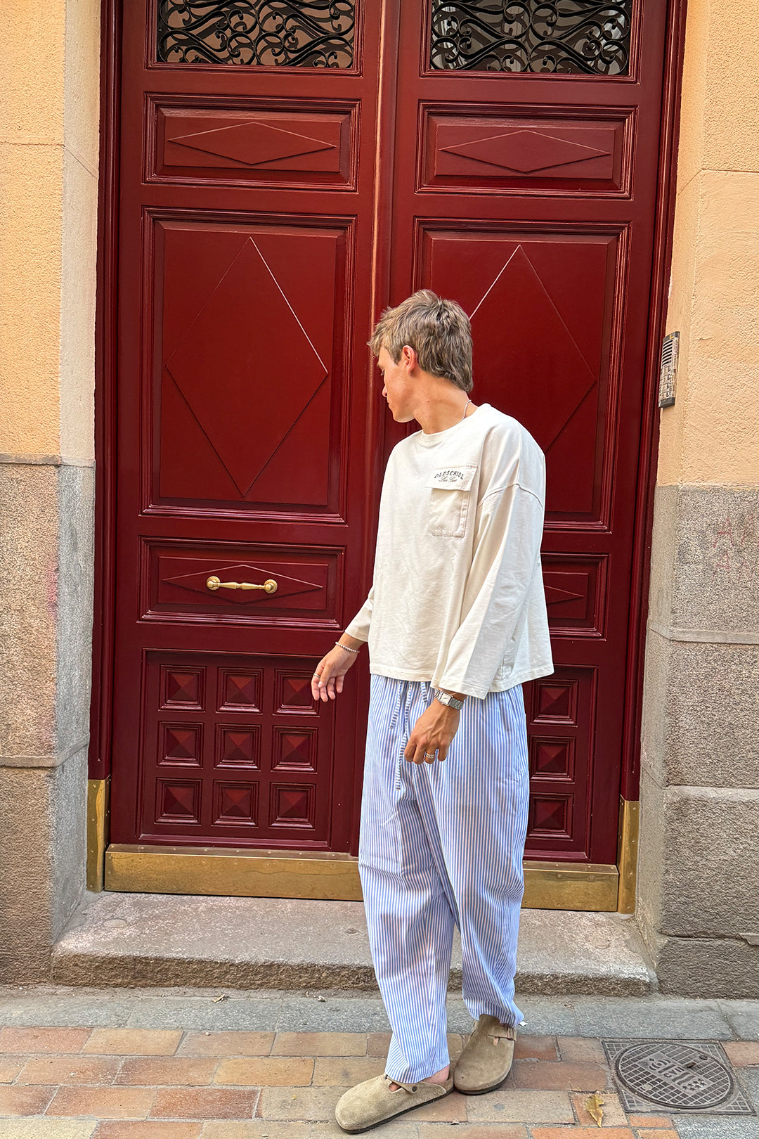 Striped linen trousers