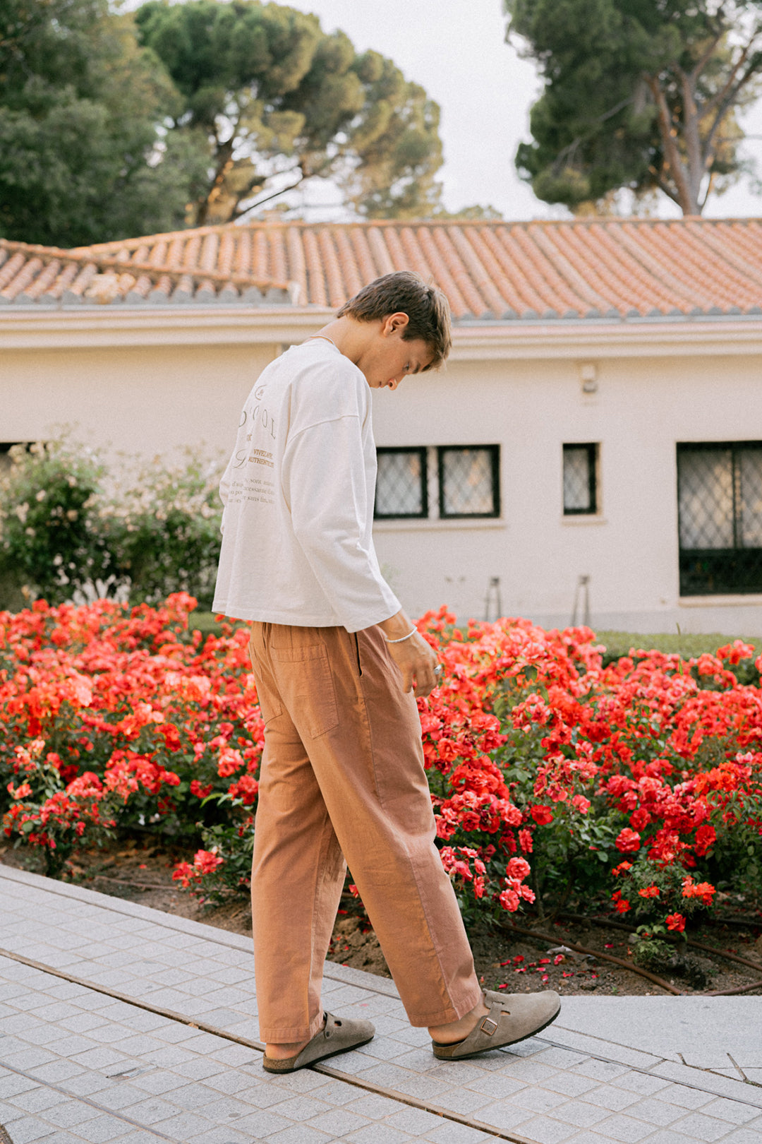 Pantalon en lin bouclé