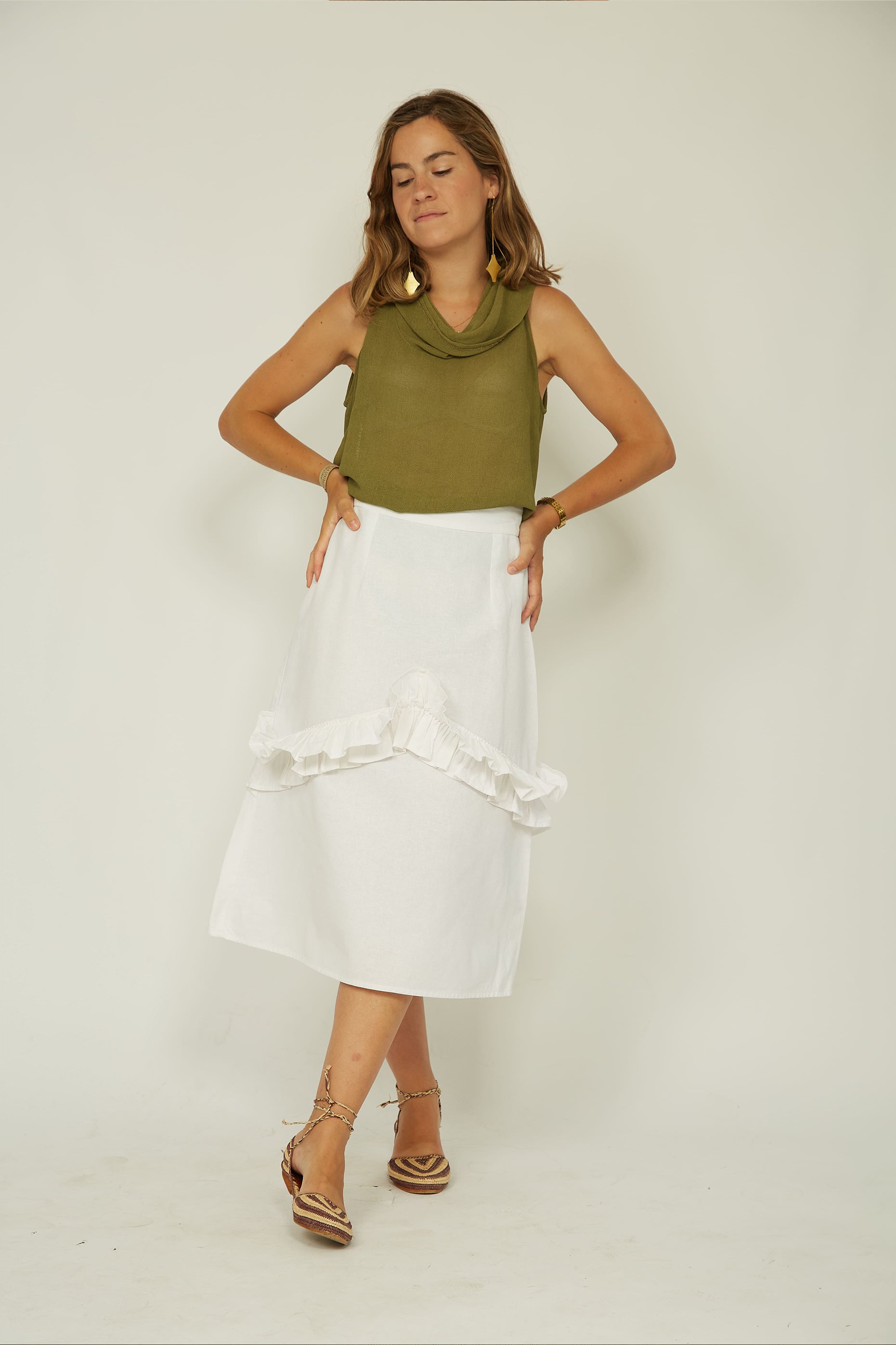 FREE WHITE LINEN SKIRT